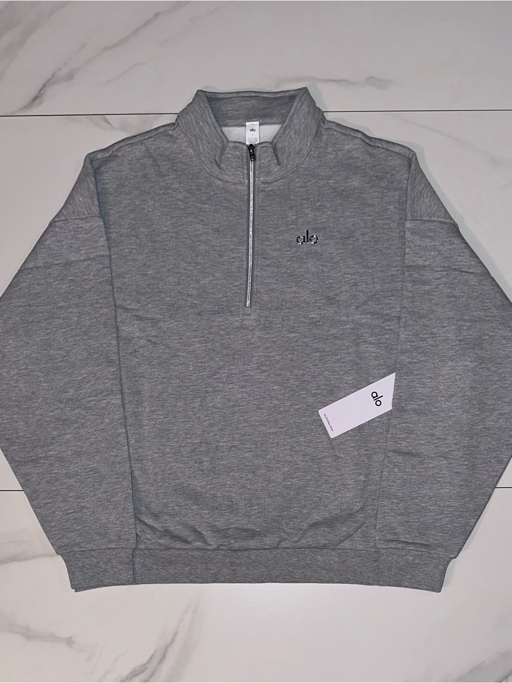 Alo Yoga Accolade 1/4 Zip Pullover Sweatshirt Athletic Heather Grey NWT Size XL